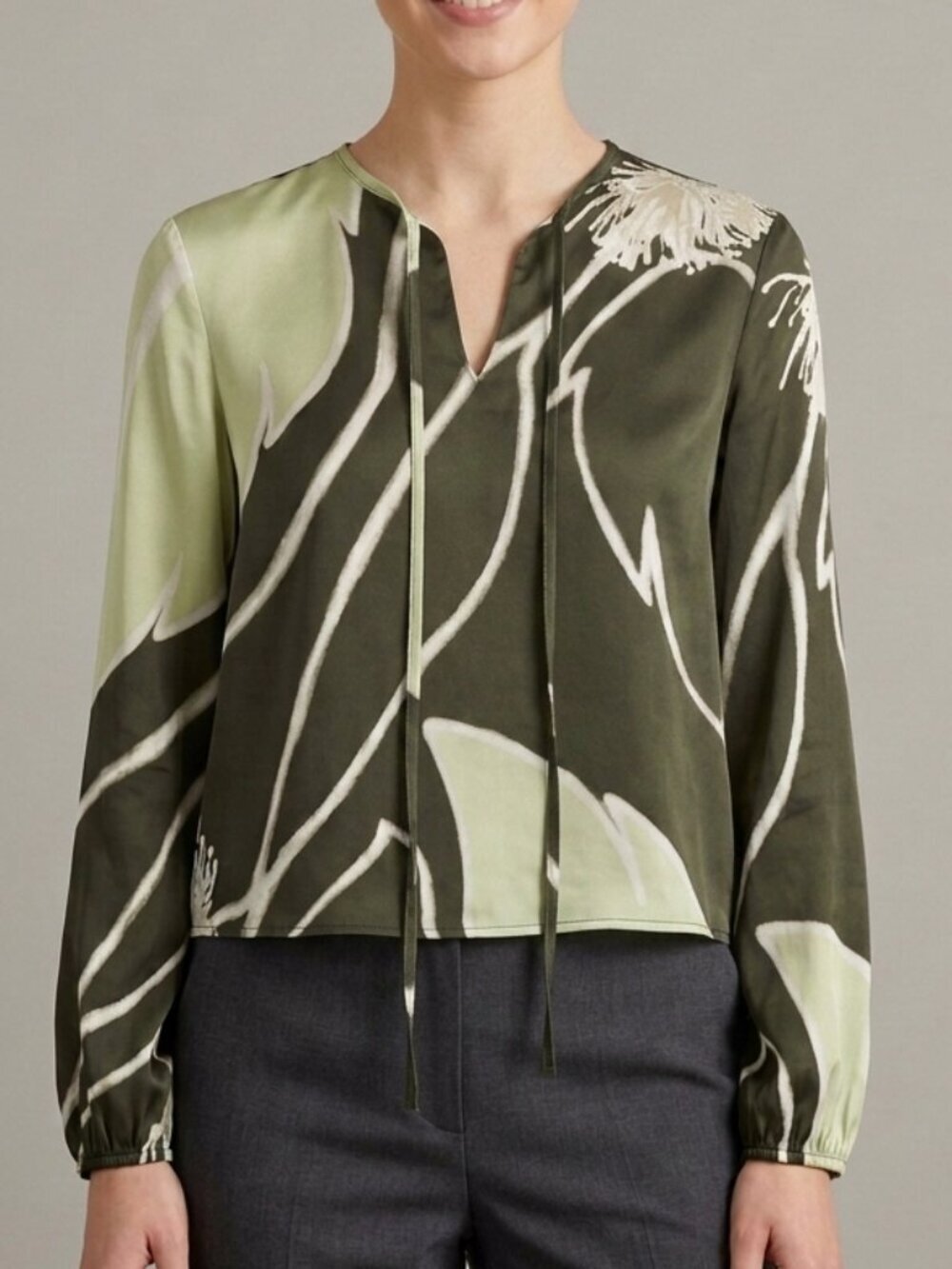 Anthropologie Maison d’Amelie Green Palm Frond Floral Blouse